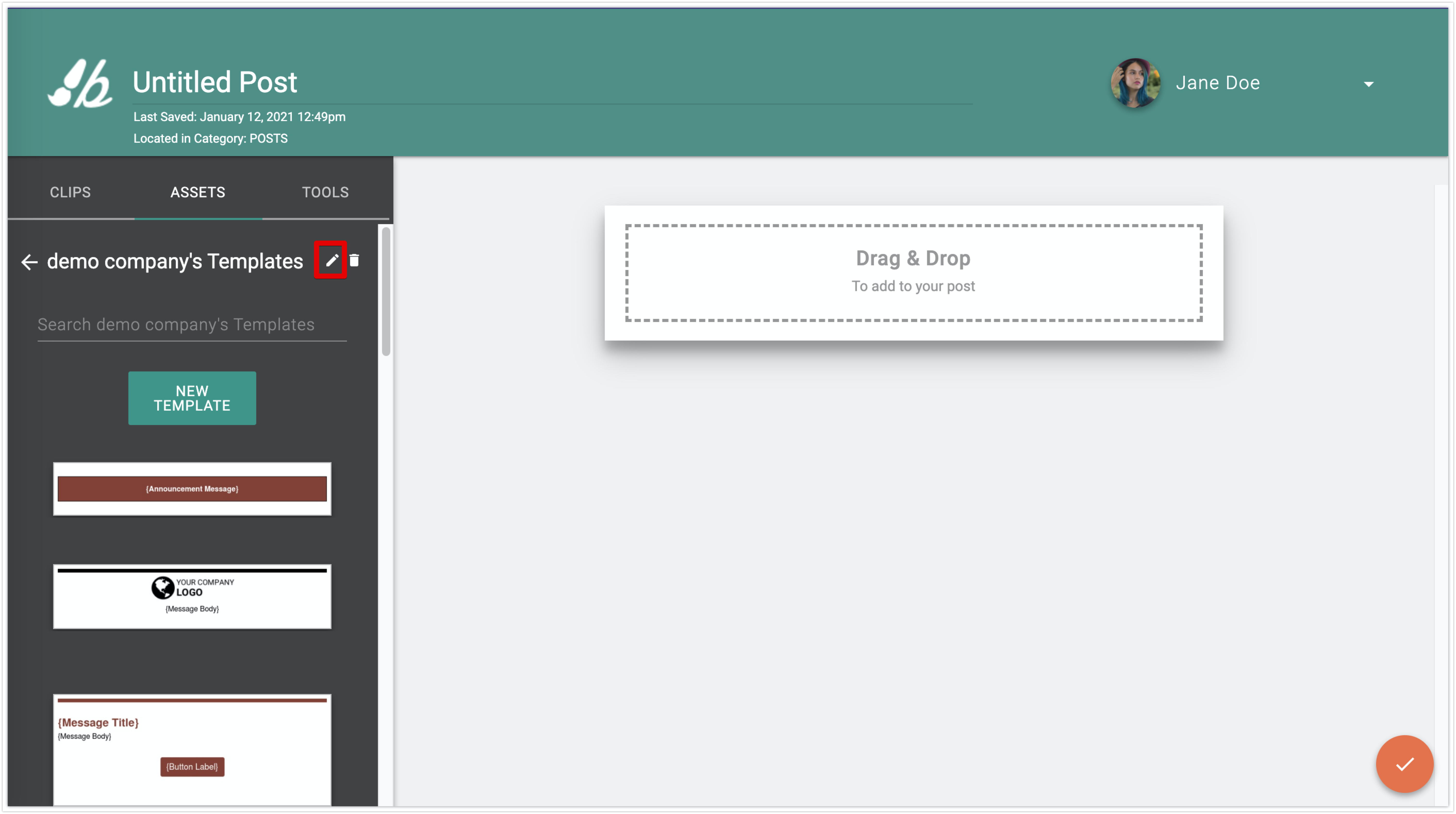 Edit Category Template name